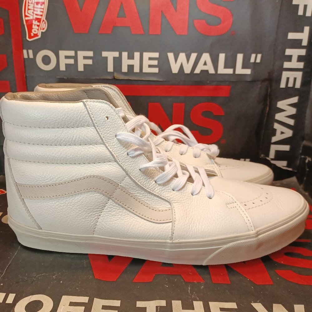 Vans Men's 13 Sk8-Hi Premium Leather White Rain Drum Skate Shoe VN000BW7MOJ